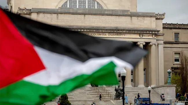 Palestinian flag waving campus